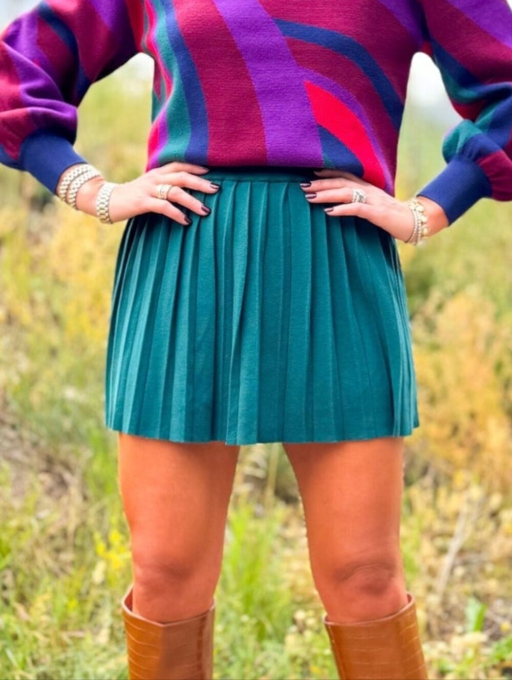 SSYS Knit Pleated Skort - Hunter Green Small Nwt